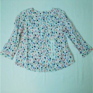 Jumping Beans Toddler Girl 2T Multi Colorful 3 Buttons Long 3/4 Sleeved Blouse